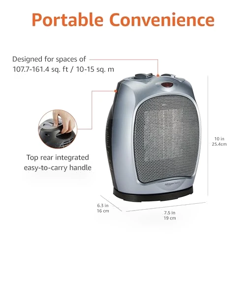 Oscillating Ceramic Space Heater — Portable Heating Solutions, Amazon Basics