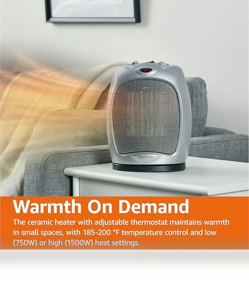 Oscillating Ceramic Space Heater — Portable Heating Solutions, Amazon Basics