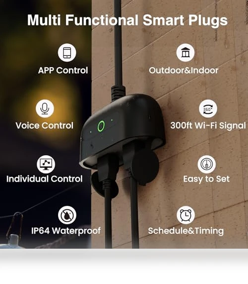 Outdoor Smart Plug with 2 Sockets — Garden Illumination, GHome Smart