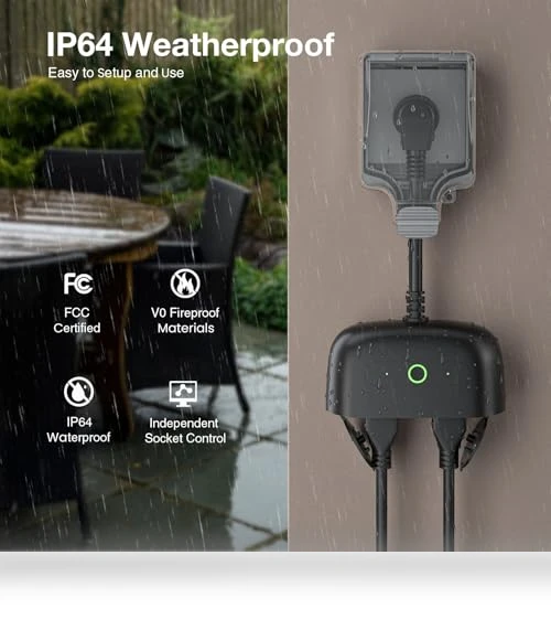 Outdoor Smart Plug with 2 Sockets — Garden Illumination, GHome Smart