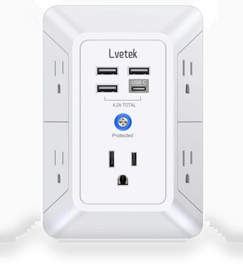 Outlet Extender Multi Plug with USB Charging Ports — Power Solutions & Surge Protection, Lvetek