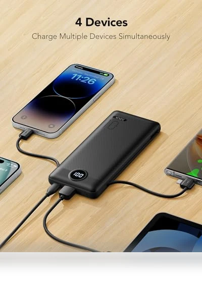Portable Charger with Built-in Cables and AC Wall Plug — Charging Solutions, VRURC