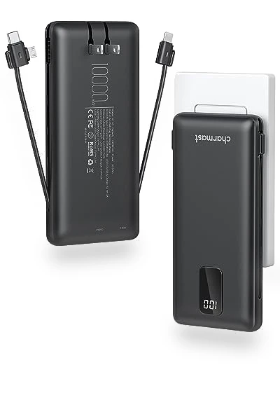 Portable Charger with Built-in Cables & Wall Plug — Mobile Power Solutions, Charmast