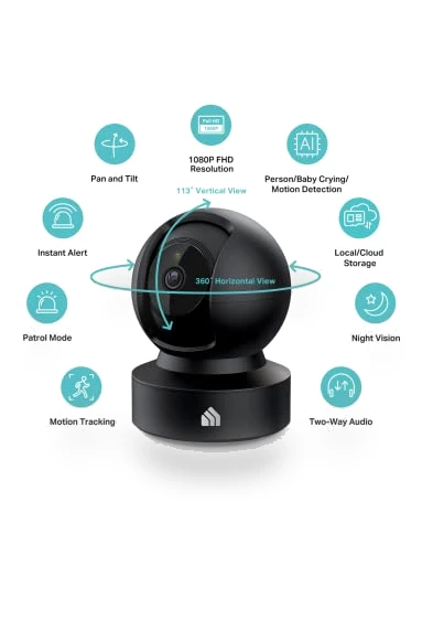 Smart Indoor Pan-Tilt Home Security Camera — Baby Monitors, TP-Link