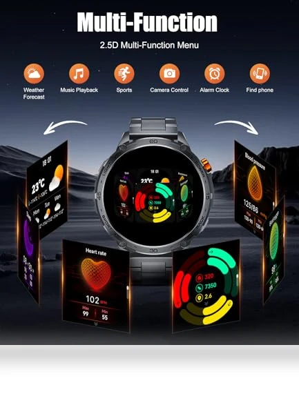 Smart Watch with LED Flashlight and AMOLED Display — Smartwatches, ESFOE