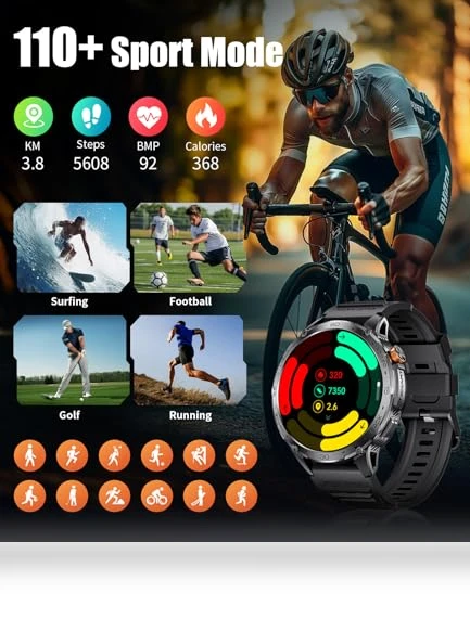 Smart Watch with LED Flashlight and AMOLED Display — Smartwatches, ESFOE