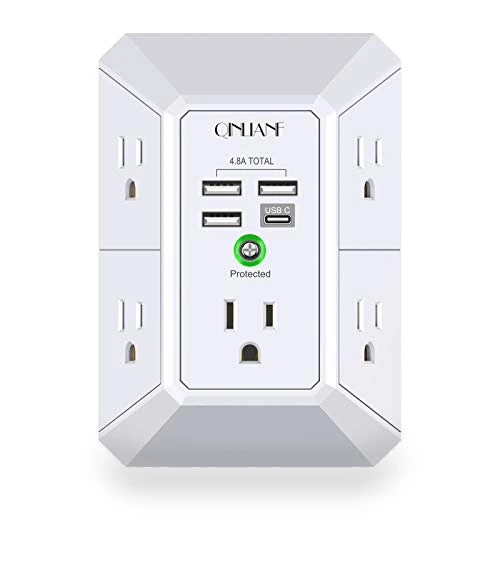 Surge Protector with 5 Outlet Extender and 4 USB Charging Ports — Power Solutions & Surge Protection, QINLIANF