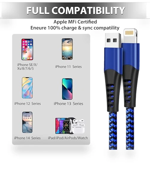 USB Lightning Cable 3 Pack 6FT — Lightning, Longlidie