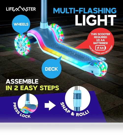 3-Wheel Kids Scooter with Multi-Color Lights — Push Scooters, Lifemaster