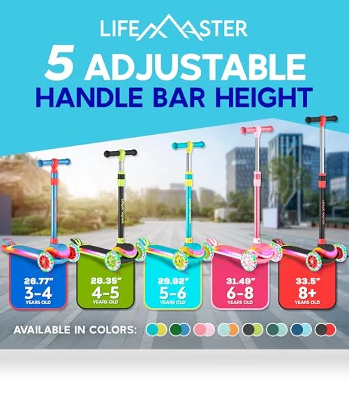 3-Wheel Kids Scooter with Multi-Color Lights — Push Scooters, Lifemaster