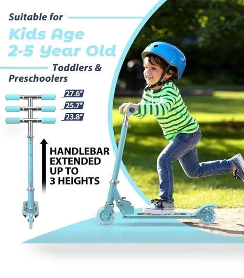 Foldable Kick Scooter with Light Up Wheels — Push Scooters, Feblomst