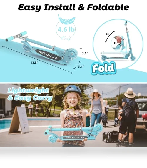 Foldable Kick Scooter with Light Up Wheels — Push Scooters, Feblomst