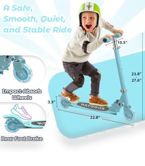 Foldable Kick Scooter with Light Up Wheels — Push Scooters, Feblomst