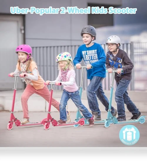 Foldable Kick Scooter with Light Up Wheels — Push Scooters, Feblomst