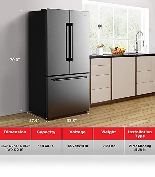 French Door Refrigerator with Installed Ice Maker and Bottom Freezer — Cooling Solutions, Galanz
