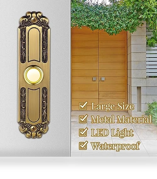 Lighted Doorbell Button Wired — Chimes, Dreyoo