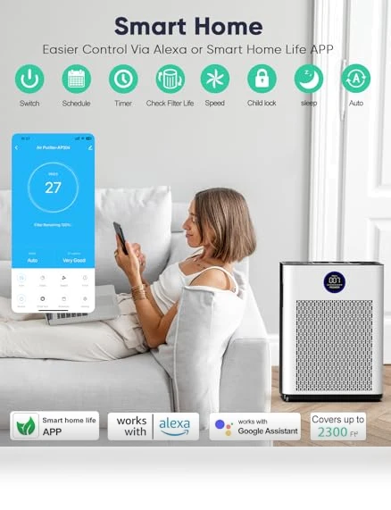 True HEPA Air Purifier with Smart WiFi Control — Activated Carbon Air Purifiers, FRESHDEW