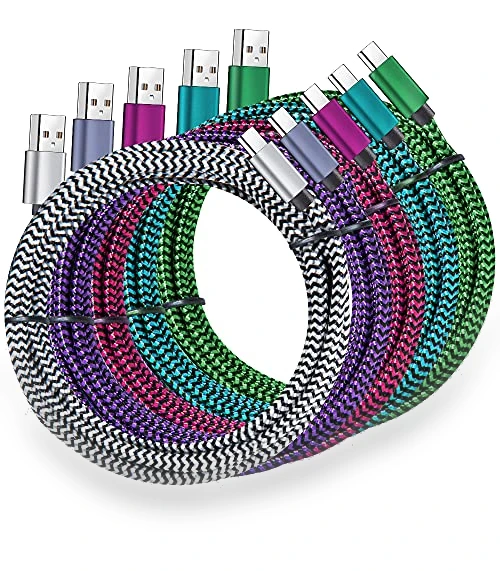 USB Type C Cable, 5 Pack (6FT) Nylon Braided 3A Fast Charging Cord — Charging Solutions, QQLIKE