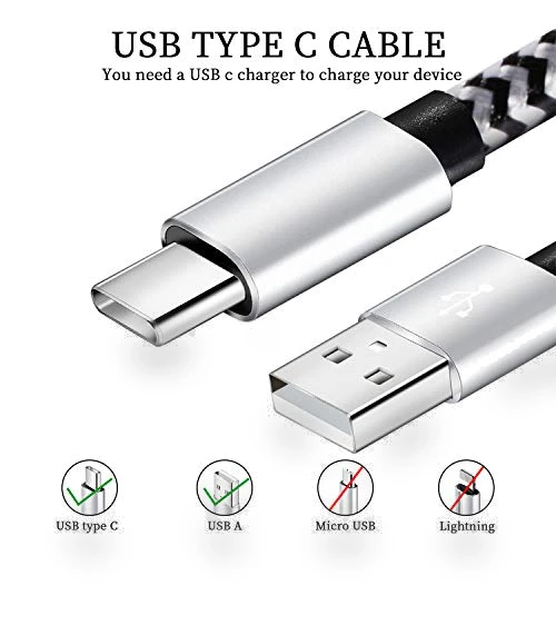 USB Type C Cable, 5 Pack (6FT) Nylon Braided 3A Fast Charging Cord — Charging Solutions, QQLIKE