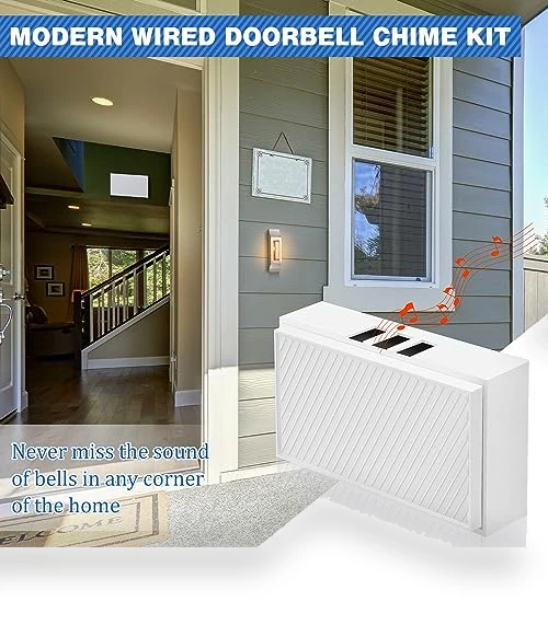 Wired Doorbell Chime Kit with Lighted Metal Push Buttons — Push Buttons, Saillong