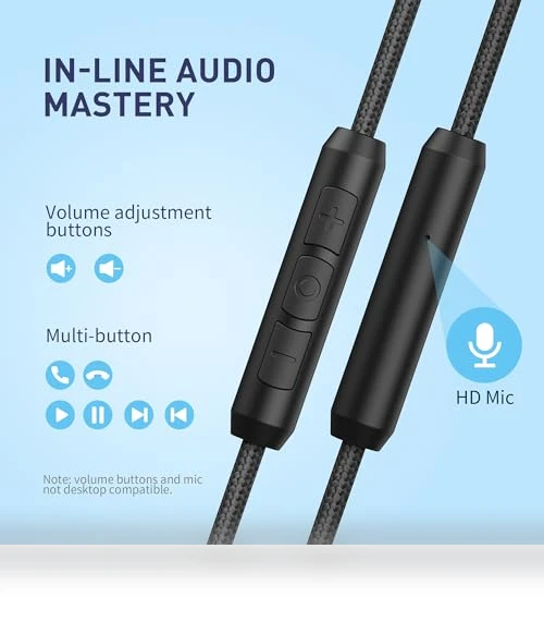Wired Headphones with Microphone — In-Ear Headphones, AILIHEN