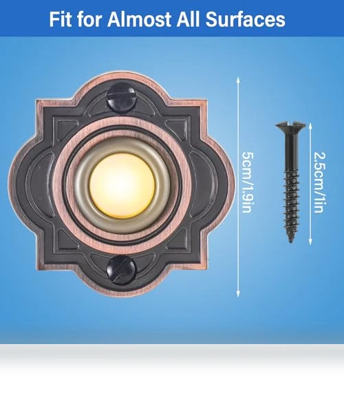 Wired Lighted Up LED Doorbell Button — Push Buttons, RANERVZ