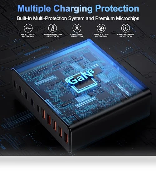 10-Port USB C Charging Station GaN Fast Charger — Chargers, Aexhend