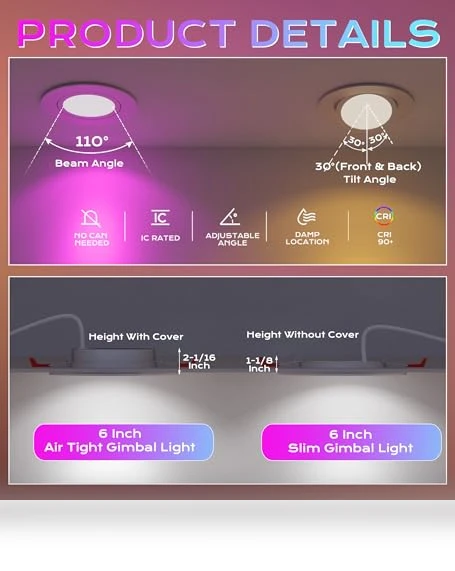6 inch Gimbal Smart WiFi LED Recessed Lights — LED, CLOUDY BAY