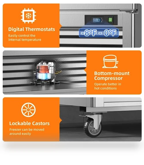 Commercial Freezer with 2 Door, Stainless Steel Reach-in Freezer Upright — Commercial Freezers, Coolski