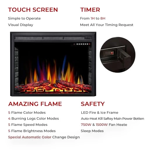Electric Fireplace Insert — Timers, R.W.FLAME