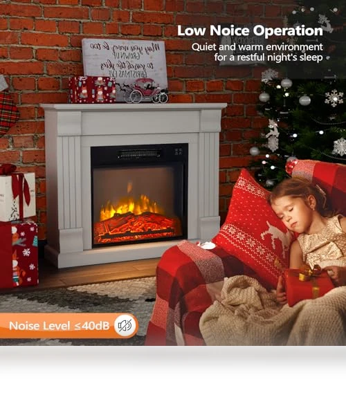 Electric Fireplace with Mantel — Tabletop Fireplaces, ROVSUN