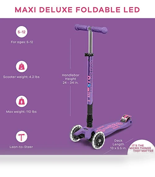 Foldable LED Scooter with Light-Up Wheels — Push Scooters, Micro