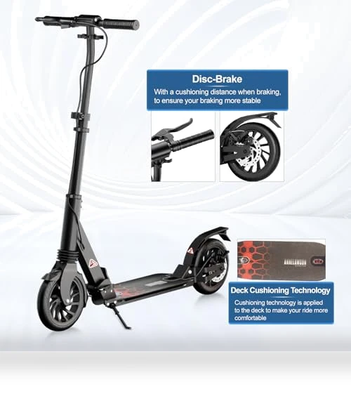 Foldable Scooter with Rear Disc Brake & Dual Shock Absorbers — Push Scooters, Aolorozo