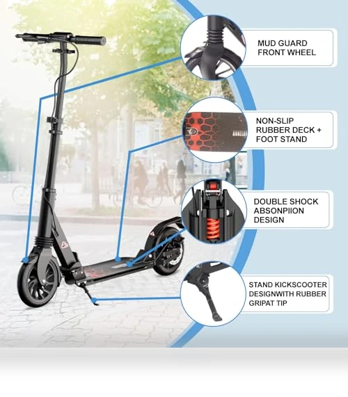Foldable Scooter with Rear Disc Brake & Dual Shock Absorbers — Push Scooters, Aolorozo