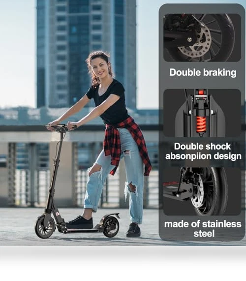 Foldable Scooter with Rear Disc Brake & Dual Shock Absorbers — Push Scooters, Aolorozo