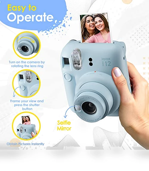 Instax Mini 12 Camera with Instant Mini Film Bundle — Instant, Fujifilm