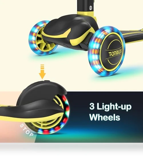 Light Up 3 Wheel Kick Scooter for Kids — Push Scooters, TONBUX