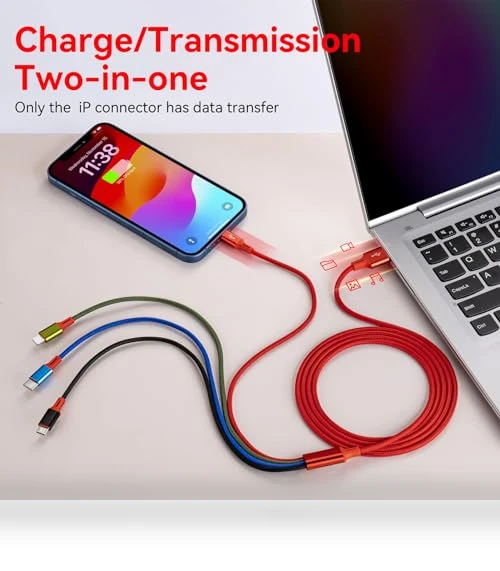 Multi USB Charging Cable 4A, 4-in-1 Braided Charging Cord — Chargers & Cables, Minlu