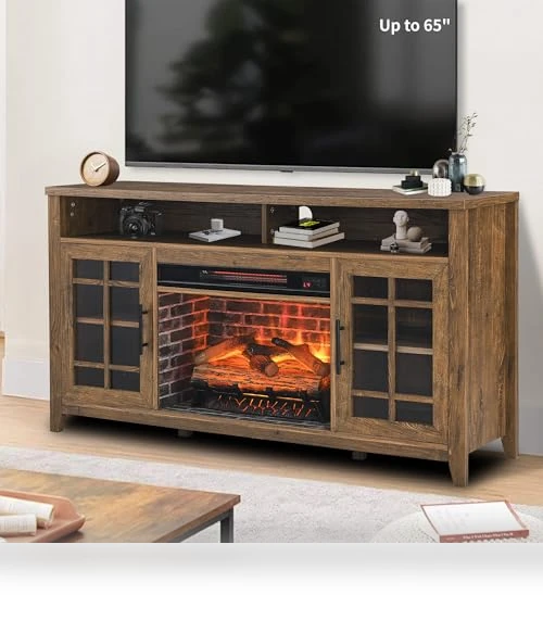 Rustic Fireplace TV Stand with Fireplace Heater — Entertainment Armoires, Innoflame