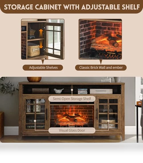 Rustic Fireplace TV Stand with Fireplace Heater — Entertainment Armoires, Innoflame