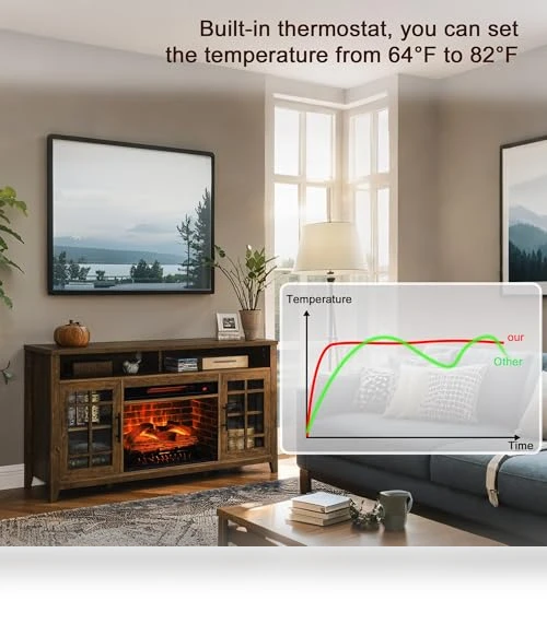 Rustic Fireplace TV Stand with Fireplace Heater — Entertainment Armoires, Innoflame