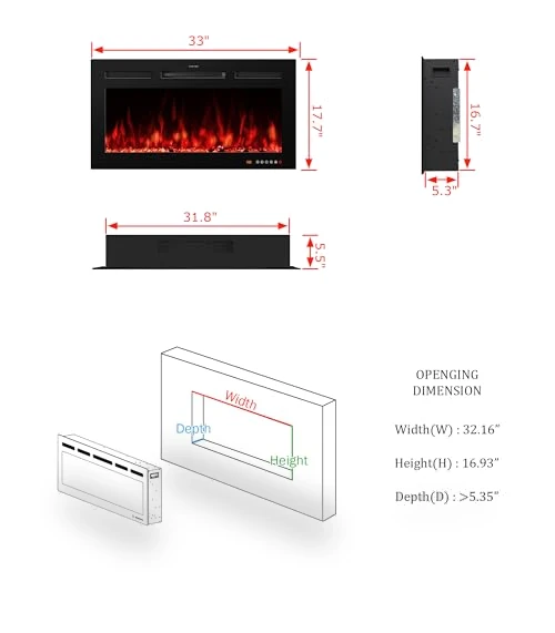 Smart Electric Fireplace Insert — Remotes & Thermostats, VINEMOUNT