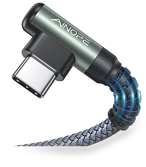 USB C Cable [2-Pack, 6.6ft] Fast Charging, Right Angle USB to USB C Cable Braided — Chargers & Cables, AINOPE