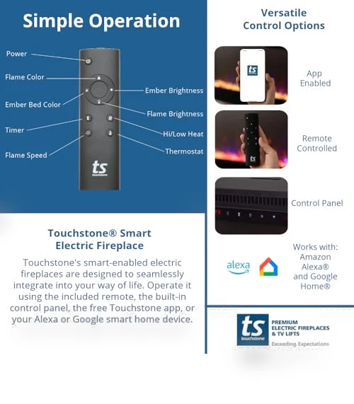 3-Sided Smart Electric Fireplace — Electric Heating Solutions, Touchstone