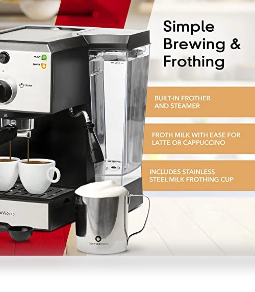All-In-One Espresso Machine with Milk Frother — Coffee & Espresso Combos, EspressoWorks