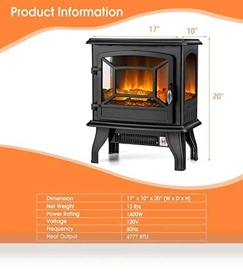 Electric Fireplace Stove — Portable Heating Solutions, Tangkula