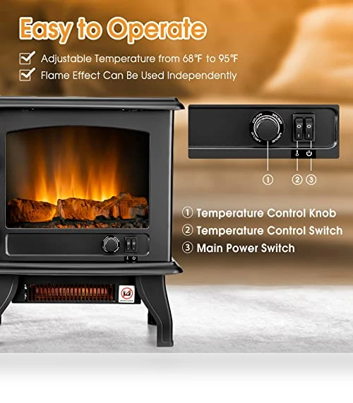 Electric Fireplace Stove — Portable Heating Solutions, Tangkula