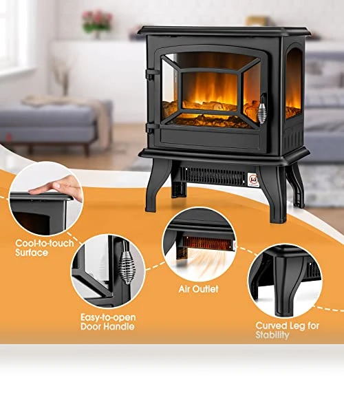 Electric Fireplace Stove — Portable Heating Solutions, Tangkula