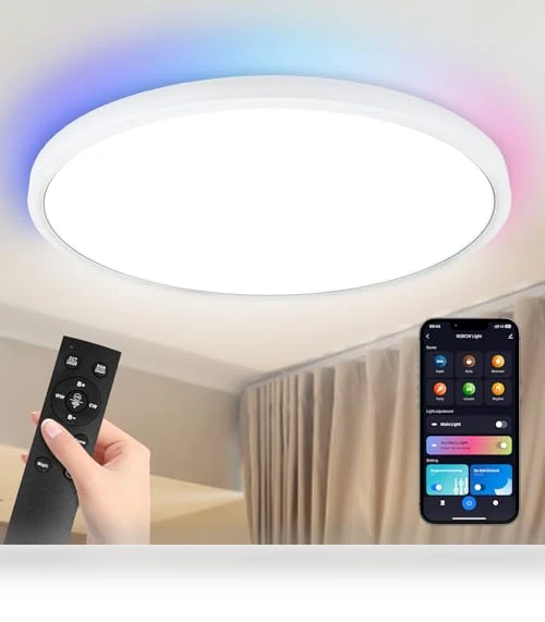 Flush Mount Ceiling Light Fixtures with Remote Control & Night Lights — Close To Ceiling, Highxin