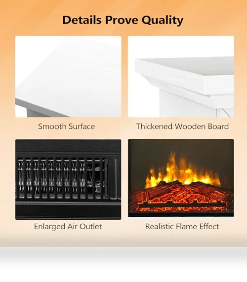 Freestanding Electric Fireplace Stove Space Heater with Realistic Flame — Tabletop Fireplaces, Bonnlo
